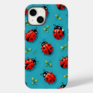Rode Lieveheersbeestjes Geluks Patroon Hemelblauwe Case-Mate iPhone 14 Hoesje