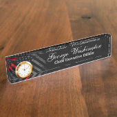 Rode lijn  Amerikaanse vlag Naambordje (Zijkant)