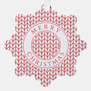 RODE LIJN GEBREIDE sneeuwvlok papier Ornament Kaar