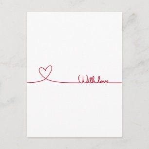 Rode lijn trekt hart met liefde briefkaart