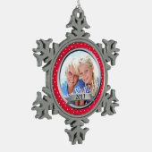 Rode Lijst Polka Dot Keepsake Tin Sneeuwvlok Ornament (Links)