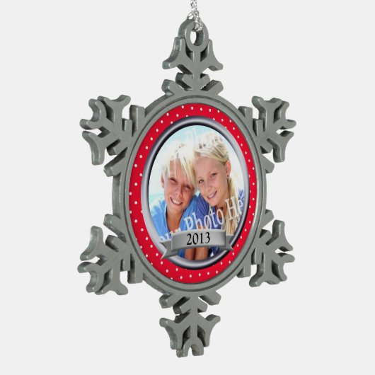 Rode Lijst Polka Dot Keepsake Tin Sneeuwvlok Ornament (Links)