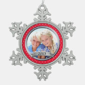 Rode Lijst Polka Dot Keepsake Tin Sneeuwvlok Ornament (Voorkant)