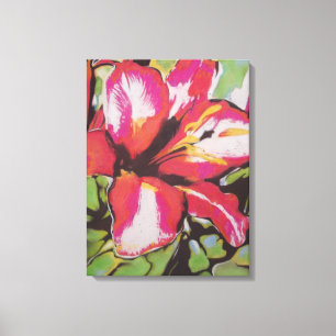 Rode Lily bloem, origineel modern kunstschilderij Canvas Afdruk