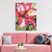 Rode Lily bloem, origineel modern kunstschilderij Canvas Afdruk (Insitu (Woonkamer))