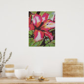 Rode Lily bloem, origineel modern kunstschilderij Poster (Keuken)