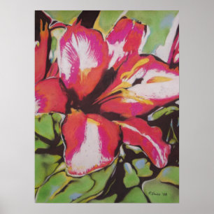 Rode Lily bloem, origineel modern kunstschilderij Poster