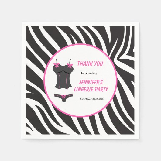 Rode lingeriefeest bedankt servet (Voorkant)