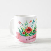 Rode Lint Bloemenmok Koffiemok (Voorkant links)