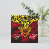 RODE LINT GOUD KELTISCH HART DAMAST MONOGRAM KAART (Staand voorkant)