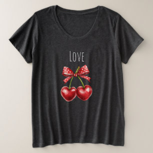 Rode Lint Kersenharten Liefde Grote Maat T-shirt
