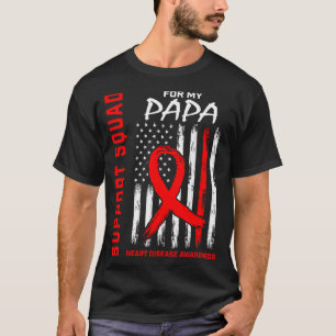 Rode Lint Papa Hartziekte Bewustzijnsvlag Grafiek T-shirt
