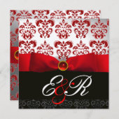 RODE LINT ROZE WIT ZWART DAMAST MONOGRAM KAART (Voorkant / Achterkant)