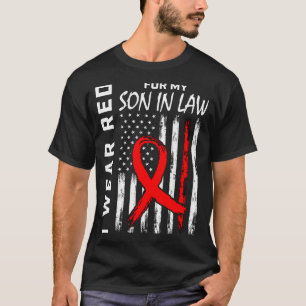 Rode lint voor mijn schoonzoon Hartziekte bewustzi T-shirt