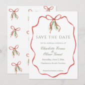 Rode lint winter opslagdatum save the date (Voorkant / Achterkant)