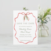 Rode lint winter opslagdatum save the date (Staand voorkant)