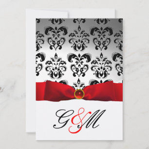 RODE LINT WIT ZWART DAMAST MONOGRAM KAART