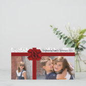 Rode Lintboog Kerstmis Groet Feestdagenkaart (Staand voorkant)