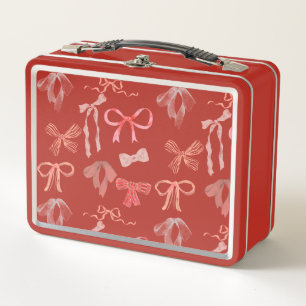Rode linten metalen lunchbox