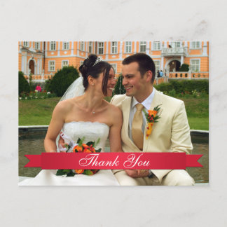 Rode lintje trouwfoto op maat briefkaart