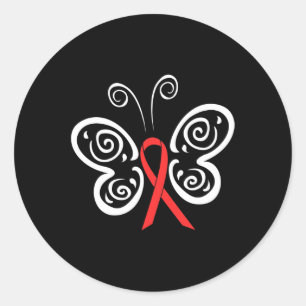 Rode lintvlinder Bloedkanker HIV AIDS Awarene Ronde Sticker