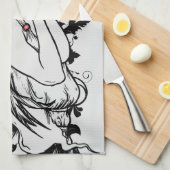 Rode Lippen Bloemen Meisje Theedoek (Quarter Fold)