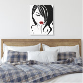 rode lippen canvas afdruk (Insitu (Slaapkamer))
