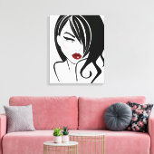 rode lippen canvas afdruk (Insitu (Woonkamer))