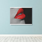Rode Lippen Canvas Print (Insitu (Houten vloer))