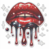 Rode lippen druipend van de glitter glam nep schit sticker (Voorkant)