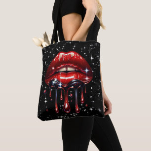 Rode lippen druipend van de glitter glamour schitt draagtas