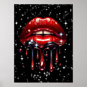 Rode lippen druipend van de glitter glamour schitt poster