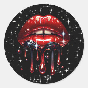 Rode Lippen Druppelend van Glitter Glam Nep Glans Ronde Sticker