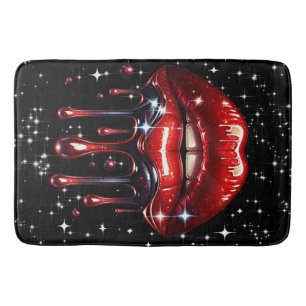 Rode Lippen Druppelend van Glitters Glam Glans Badmat