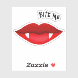 Rode lippen en vampierhoeken bite me Sticker