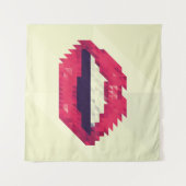 Rode lippen gemaakt van kleine driehoeken, elfelve wandkleed (Voorkant (horizontaal))