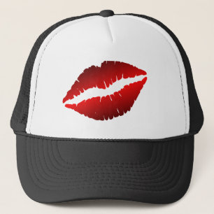 rode lippen geroteerd trucker pet