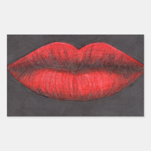 Rode Lippen Grafisch Rechthoekige Sticker