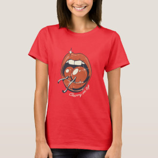 Rode Lippen Kersen Grafische Retro T-Shirt