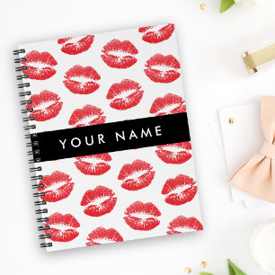 Rode lippen, kus, lippenstift, Jouw naam, personal Notitieboek