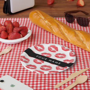 Rode lippen, kus, lippenstift, Jouw naam, personal Papieren Bordje