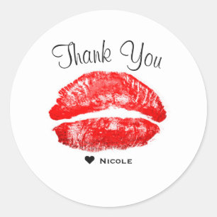 Rode Lippen Kus Make-up Beauty Glam Chic Aangepast Ronde Sticker