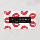 Rode lippen, kus, patroon van lippen, make-up arti visitekaartje (Voorkant)