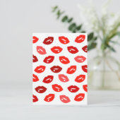 Rode lippen kus vectorpatroon briefkaart (Staand voorkant)