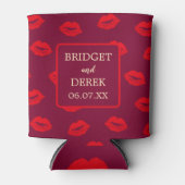 Rode lippen kussen gepersonaliseerde bruiloft blikjeskoeler (Voorkant)