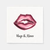 Rode lippen kussen harten servet (Voorkant)