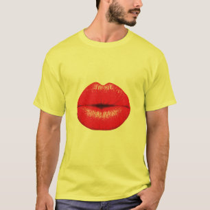 Rode lippen lippenstift pop art kus t-shirt