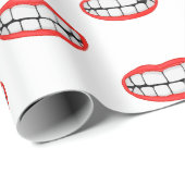 Rode lippen met witte tanden cadeaupapier (Rol Hoek)