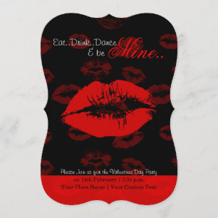 Rode lippen patroon valentijn partijuitnodiging kaart