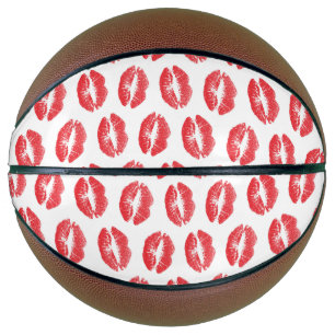 Rode lippen, patroon van lippen, rode lippenstift, basketbal